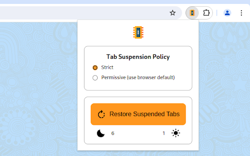 Suspend Tabs at Startup  from Chrome web store to be run with OffiDocs Chromium online