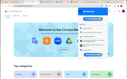Suspend Unused Tabs  from Chrome web store to be run with OffiDocs Chromium online