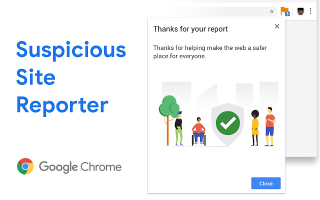 Suspicious Site Reporter  from Chrome web store to be run with OffiDocs Chromium online