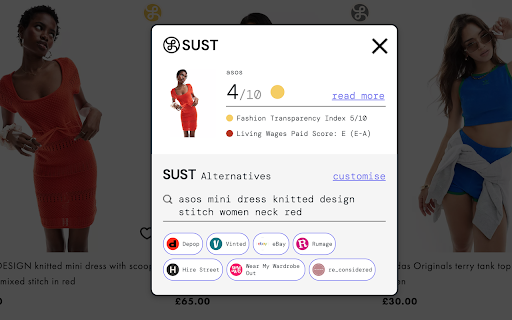 SUST for Pre loved Fashion  from Chrome web store to be run with OffiDocs Chromium online