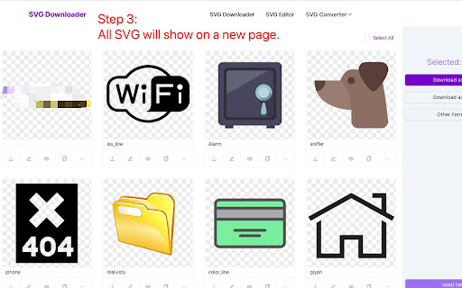 SVG downloader  from Chrome web store to be run with OffiDocs Chromium online