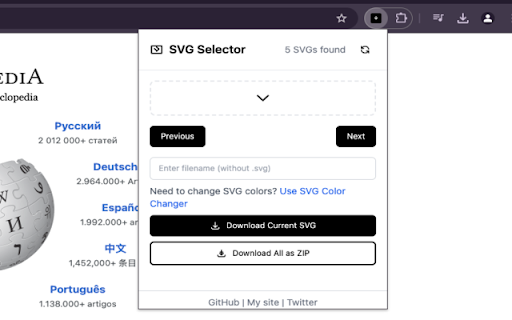 SVG Downloader  Extractor  from Chrome web store to be run with OffiDocs Chromium online
