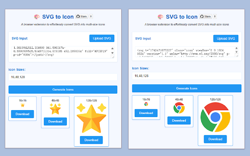SVG to Icon  from Chrome web store to be run with OffiDocs Chromium online