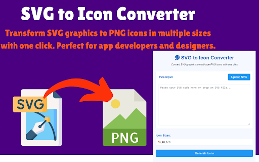 SVG to Icon Converter  from Chrome web store to be run with OffiDocs Chromium online