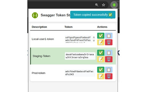 Swagger Token Store  from Chrome web store to be run with OffiDocs Chromium online