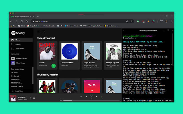 SwagLyrics for Spotify  from Chrome web store to be run with OffiDocs Chromium online