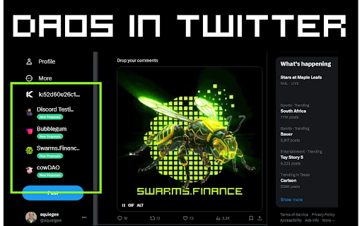 Swarms.Finance Extension  from Chrome web store to be run with OffiDocs Chromium online
