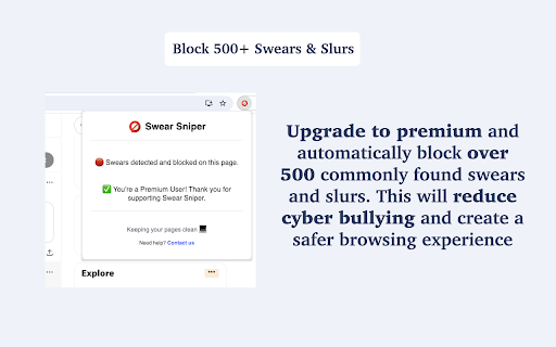Swear Sniper Clean Browsing  from Chrome web store to be run with OffiDocs Chromium online