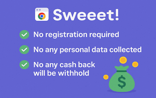 Sweeet! Automatic coupon promotion and saving  from Chrome web store to be run with OffiDocs Chromium online