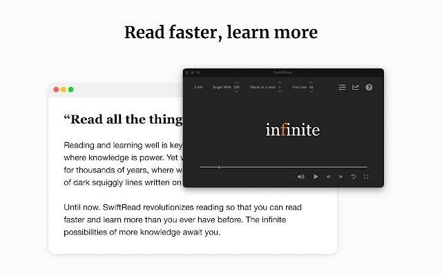 SwiftRead read faster, learn more  from Chrome web store to be run with OffiDocs Chromium online