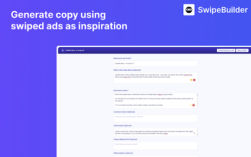 Swipebuilder Ads Swipe Extension  from Chrome web store to be run with OffiDocs Chromium online