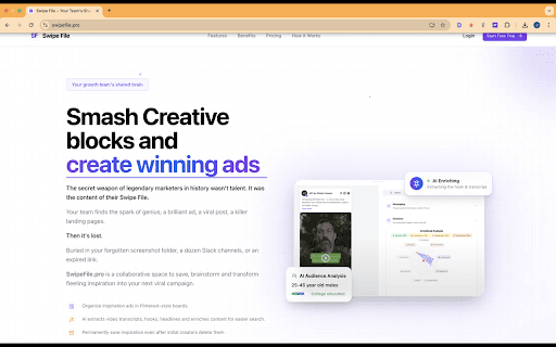 Swipe File Ad Saver  from Chrome web store to be run with OffiDocs Chromium online
