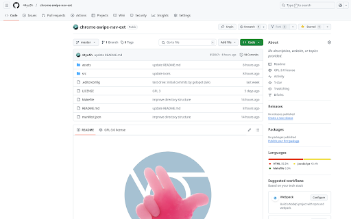 Swipe Navigation Gesture (back  forth)  from Chrome web store to be run with OffiDocs Chromium online