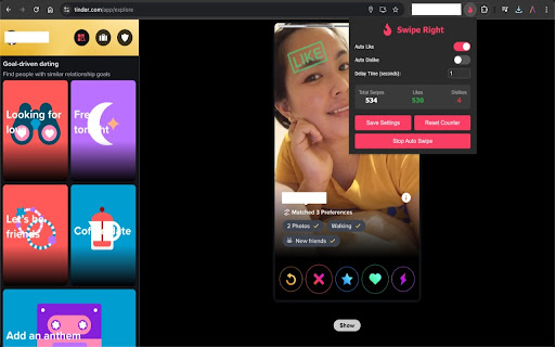 Swipe Right  from Chrome web store to be run with OffiDocs Chromium online