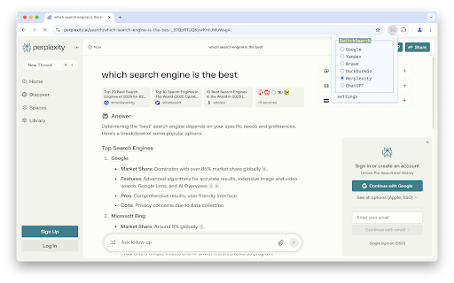 SwitchSearch  from Chrome web store to be run with OffiDocs Chromium online