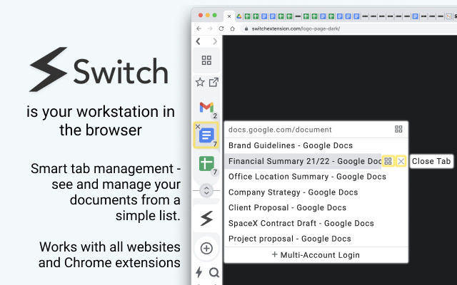 Switch Workstation Tab Manager  from Chrome web store to be run with OffiDocs Chromium online