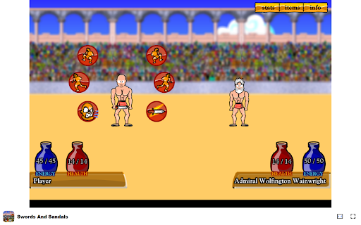 Swords And Sandals Game Can you defeat all seven Champions?  from Chrome web store to be run with OffiDocs Chromium online