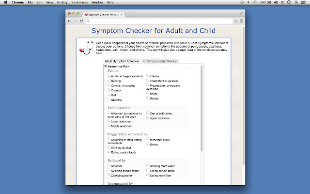 Symptom Checker for Adult and Child  from Chrome web store to be run with OffiDocs Chromium online