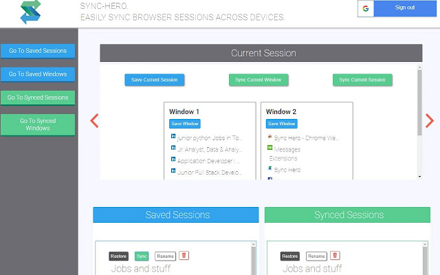 Sync Hero  from Chrome web store to be run with OffiDocs Chromium online
