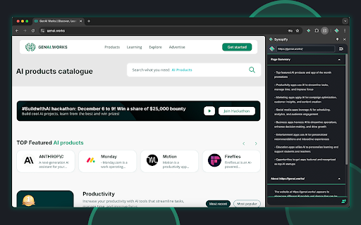 Synopify  from Chrome web store to be run with OffiDocs Chromium online