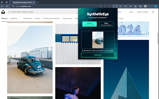 SyntheticEye AI Detector  from Chrome web store to be run with OffiDocs Chromium online