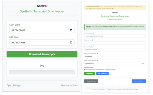 Synthetix Transcript Downloader (Unofficial)  from Chrome web store to be run with OffiDocs Chromium online