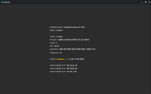 SysMonitor  from Chrome web store to be run with OffiDocs Chromium online
