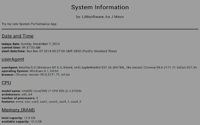 System Information  from Chrome web store to be run with OffiDocs Chromium online