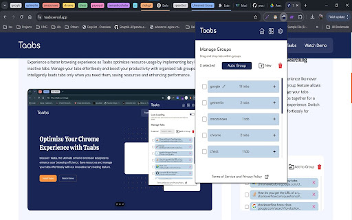 Taabs  from Chrome web store to be run with OffiDocs Chromium online