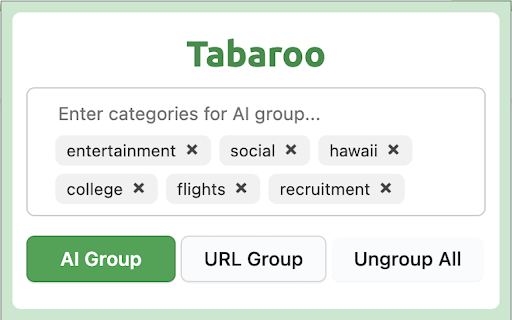 Tabaroo: AI Tab Manager  from Chrome web store to be run with OffiDocs Chromium online