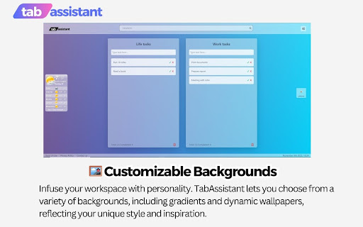 TabAssistant Newtab Todo  Task List  from Chrome web store to be run with OffiDocs Chromium online