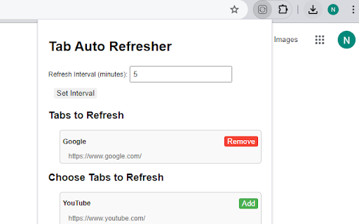 Tab Auto Refresher  from Chrome web store to be run with OffiDocs Chromium online