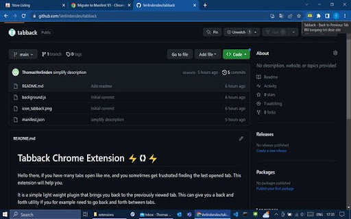 Tabback Back to Previous Tab  from Chrome web store to be run with OffiDocs Chromium online