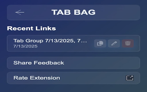 TAB BAG  from Chrome web store to be run with OffiDocs Chromium online