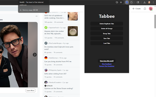 Tabbee  from Chrome web store to be run with OffiDocs Chromium online