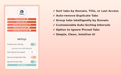 Tabbly  from Chrome web store to be run with OffiDocs Chromium online