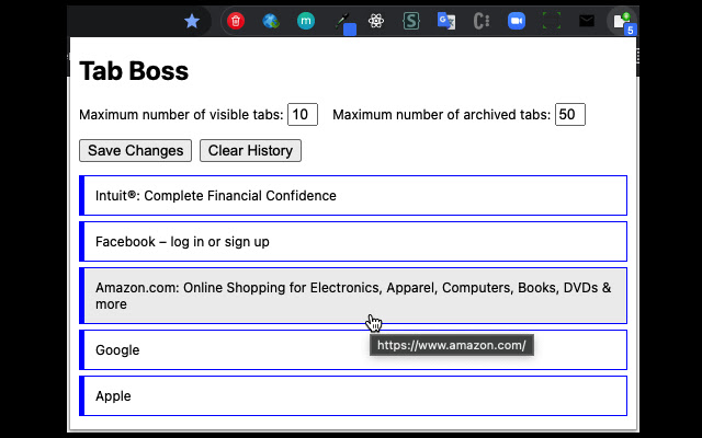 Tab Boss  from Chrome web store to be run with OffiDocs Chromium online