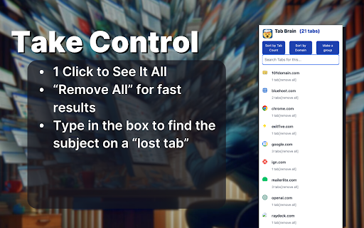 Tab Brain  from Chrome web store to be run with OffiDocs Chromium online