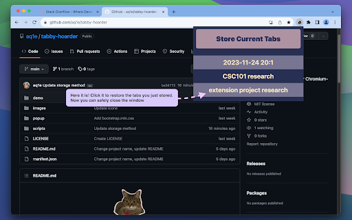 Tabby Hoarder  from Chrome web store to be run with OffiDocs Chromium online