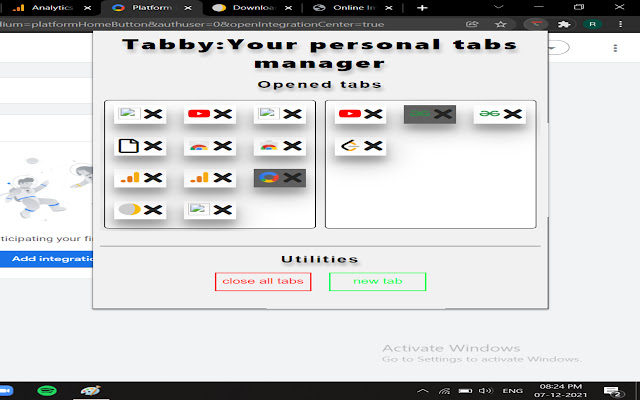 Tabby : Your personal tabs manager  from Chrome web store to be run with OffiDocs Chromium online