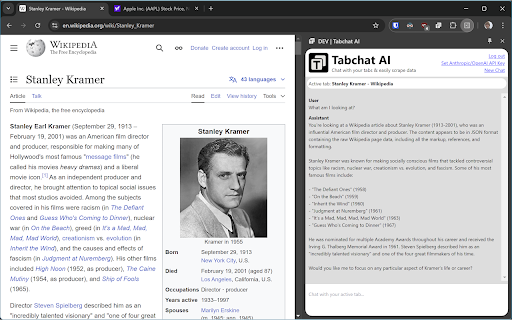 Tabchat AI  from Chrome web store to be run with OffiDocs Chromium online