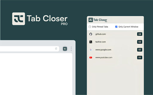 Tab Closer Pro  from Chrome web store to be run with OffiDocs Chromium online