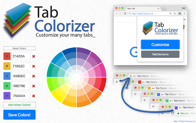 Tab Colorizer | Customize your tabs icon!  from Chrome web store to be run with OffiDocs Chromium online