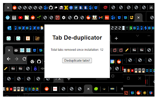 Tab Deduplicator  from Chrome web store to be run with OffiDocs Chromium online