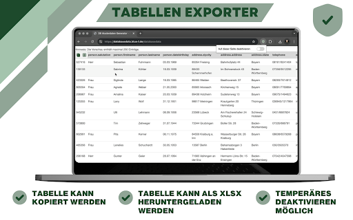 Tabellen Exporter  from Chrome web store to be run with OffiDocs Chromium online
