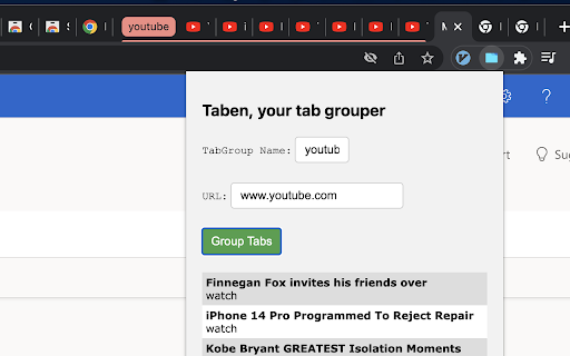 Taben  from Chrome web store to be run with OffiDocs Chromium online