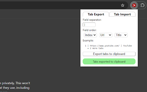 Tab Export  from Chrome web store to be run with OffiDocs Chromium online