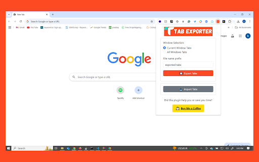 Tab Exporter pro  from Chrome web store to be run with OffiDocs Chromium online