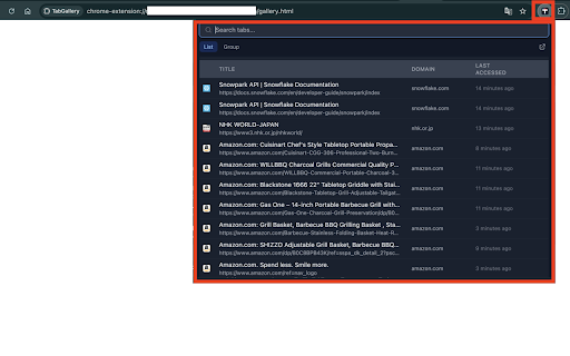 TabGallery  from Chrome web store to be run with OffiDocs Chromium online