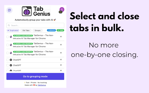 TabGenius – Non Intrusive Tab Management  from Chrome web store to be run with OffiDocs Chromium online